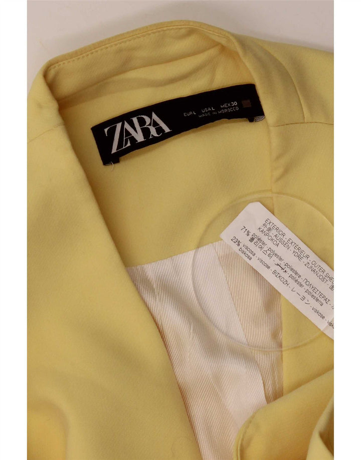 Женский пиджак без рукавов Zara с 3 пуговицами, Великобритания 14, большой желтый полиэстер