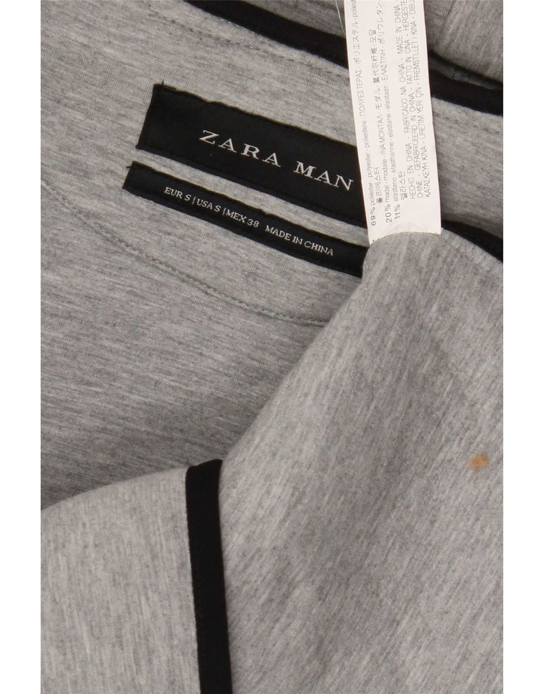 Zara Мужской свитер без рукавов с капюшоном на молнии, маленький серый полиэстер