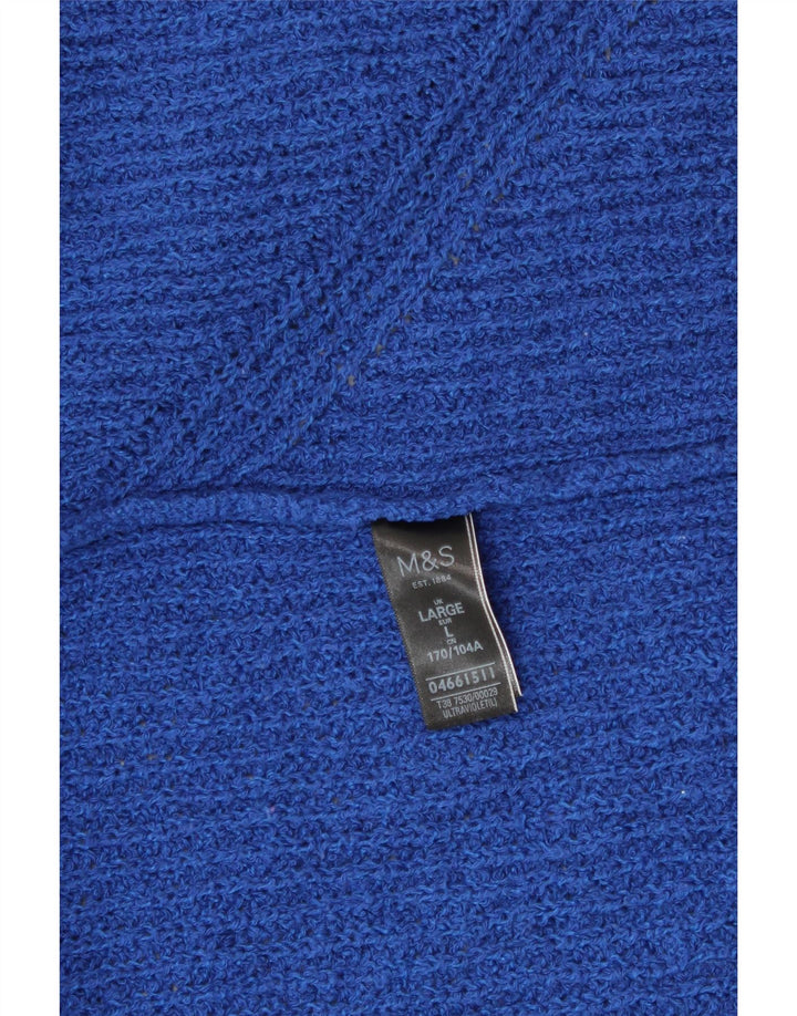 MARKS & SPENCER Womens Open Cardigan Sweater UK 14 Large Blue Polyester Vintage Marks & Spencer and Second-Hand Marks & Spencer from Messina Hembry 