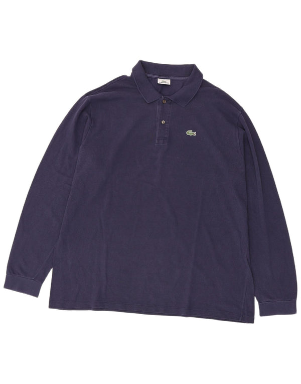 Мужская рубашка-поло Lacoste с длинным рукавом, размер 8, 3XL, темно-синяя, хлопок