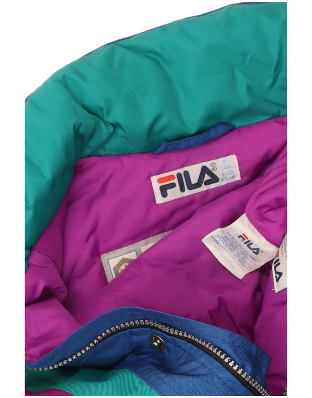 Лыжный комбинезон Fila для мальчиков 9–10 лет, синий, полиэстер с цветными блоками