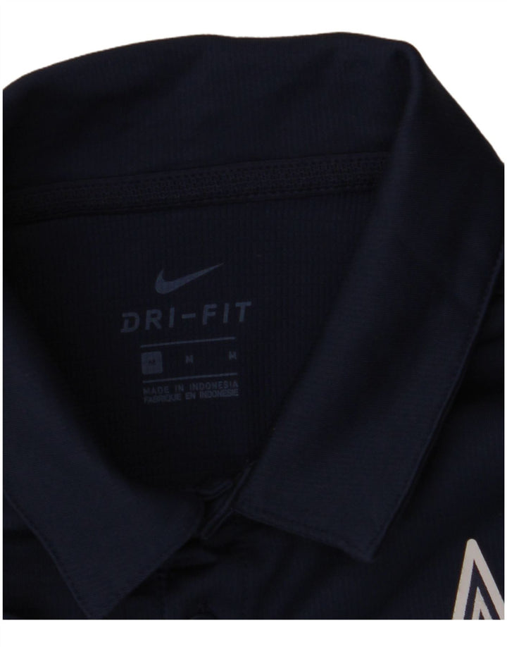 Мужская рубашка-поло Nike Dri Fit среднего размера, темно-синяя