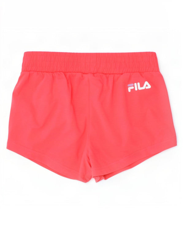 Спортивные шорты Fila с графическим рисунком для девочек 11–12 лет, розовые, хлопковые с цветными блоками