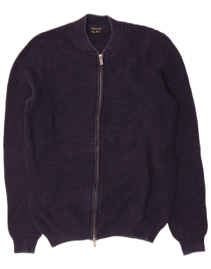 Мужской кардиган Massimo Dutti, средний темно-синий хлопковый свитер