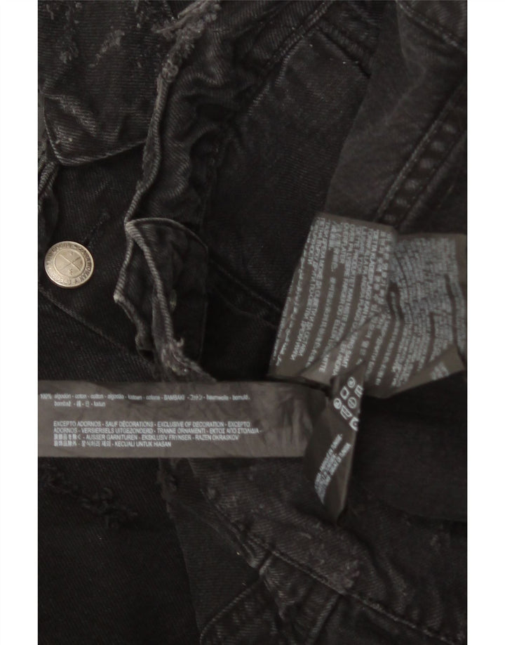 Мужская джинсовая куртка ZARA UK 36, маленькая, черный, хлопок