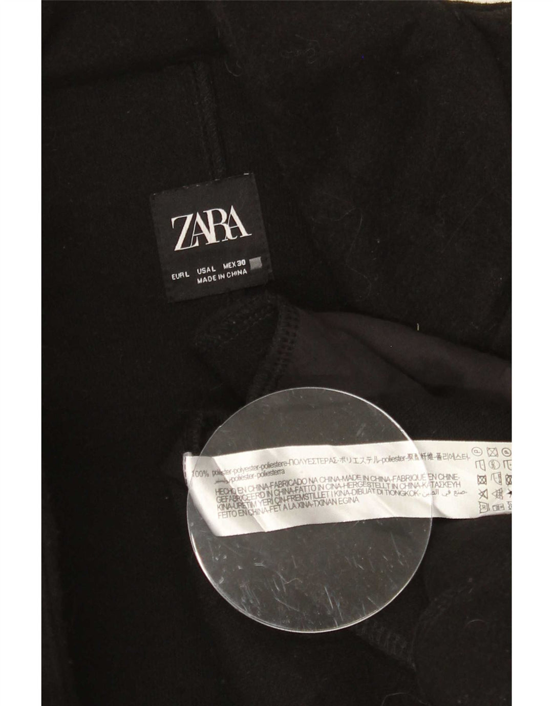 Женское пальто Zara UK 16, большое черное полиэстер