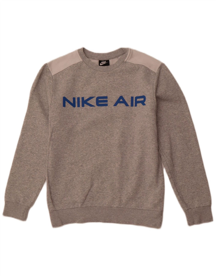 Мужской свитшот с графическим рисунком NIKE, маленький серый хлопковый джемпер с цветными блоками