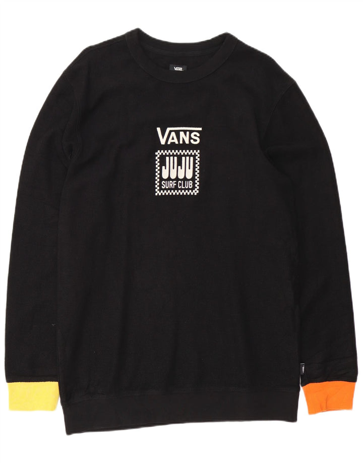 Мужской свитшот с рисунком Vans, хлопковый джемпер среднего размера, черный