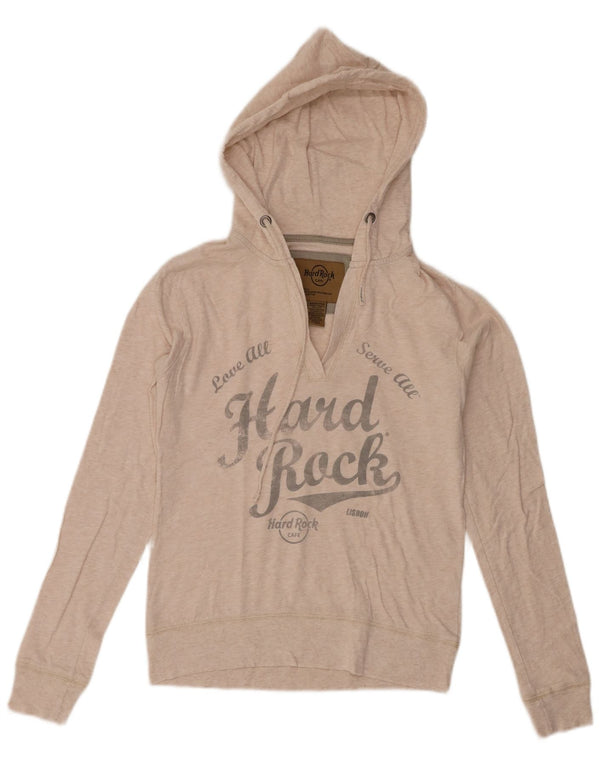 Женский джемпер с капюшоном Hard Rock Cafe Lisbon Graphic UK 6 XS, бежевый хлопок