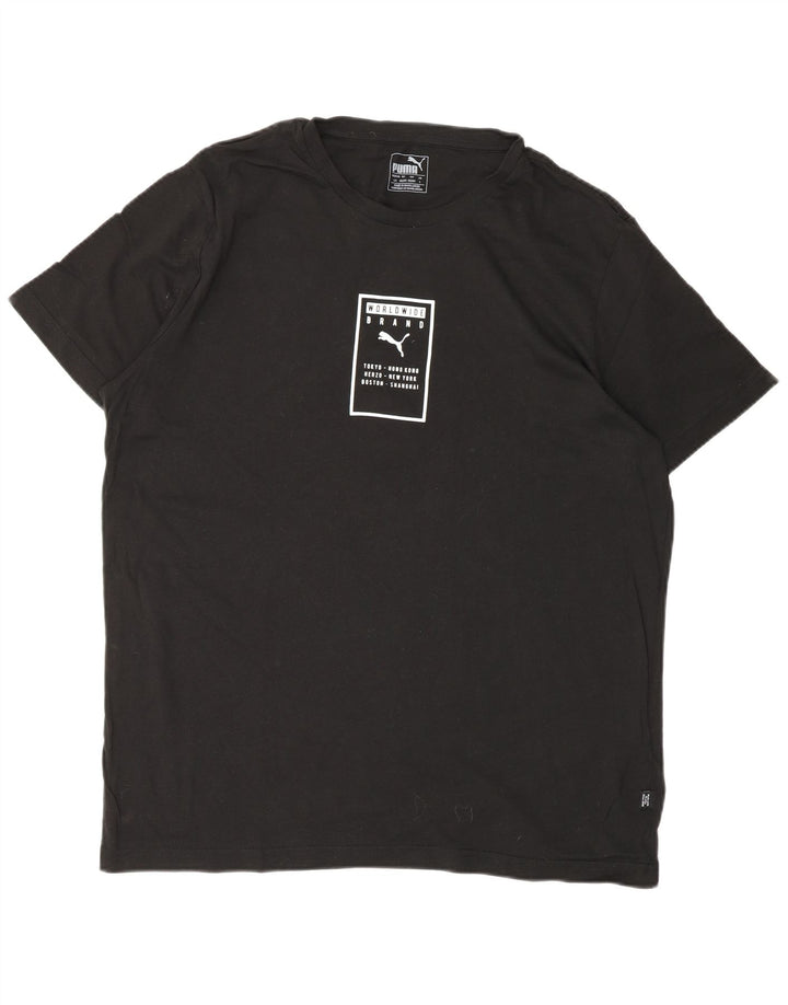 PUMA Mens Graphic T-Shirt Top Large Black Cotton