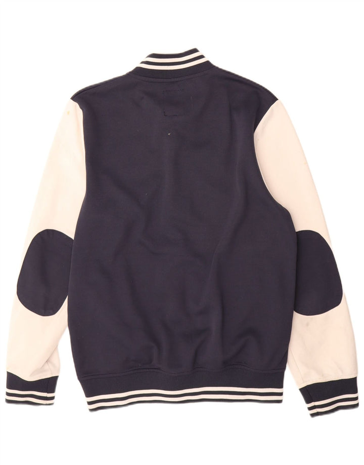 Мужская университетская куртка Jack & Jones с графическим рисунком UK 40, большая темно-синяя с цветными блоками