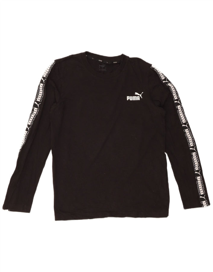 Мужской топ с рисунком PUMA, маленький черный хлопок с длинным рукавом