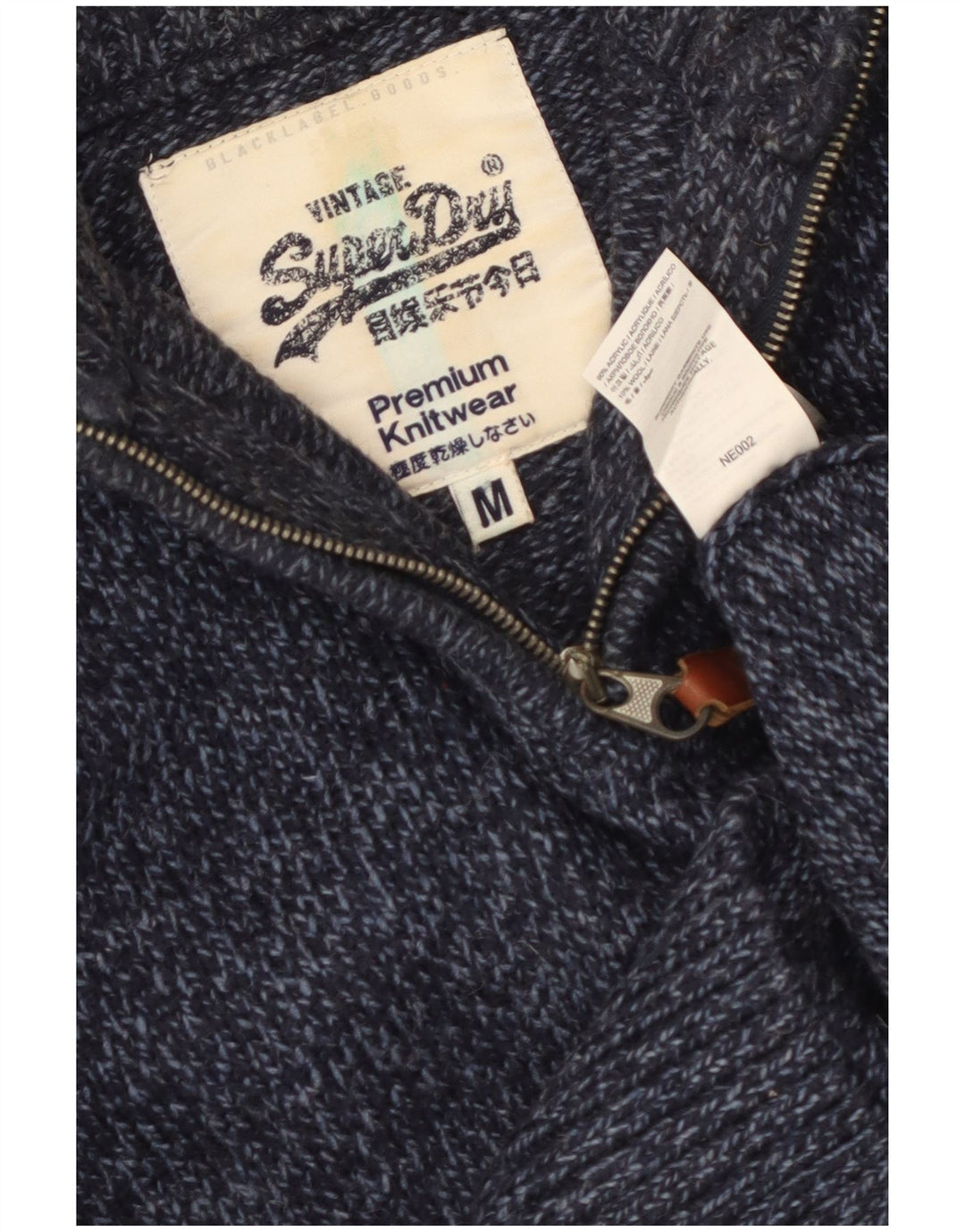 Женский джемпер с воротником на молнии Superdry UK 14, средний темно-синий в крапинку