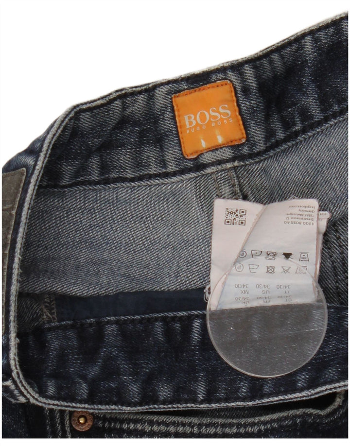 Мужские прямые джинсы HUGO BOSS W34 L27 синие, хлопок
