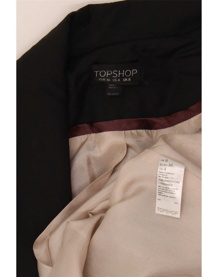 Женский открытый пиджак Topshop UK 8, маленький черный полиэстер