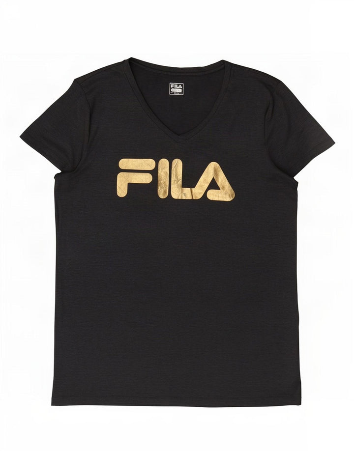 Женская футболка с рисунком Fila Top UK 16, большой серый полиэстер с крапинками