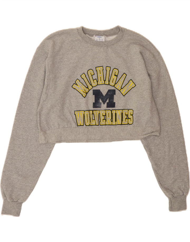 CHAMPION Womens Graphic Sweatshirt Jumper UK 16 Large Grey Vintage Champion and Second-Hand Champion from Messina Hembry 