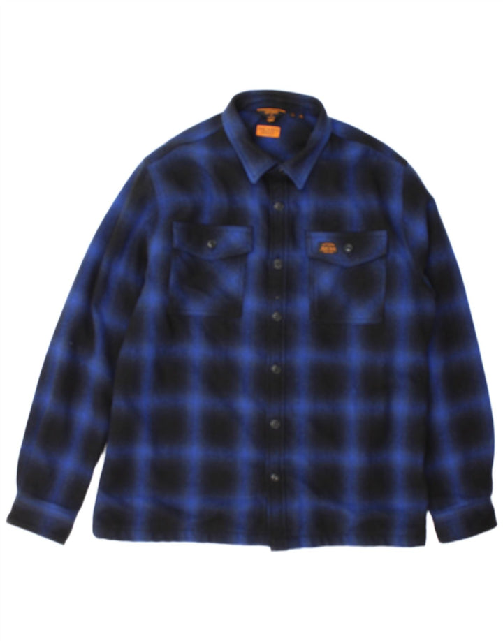 Мужская фланелевая рубашка Superdry Lumberjack XL, темно-синяя клетка, полиэстер