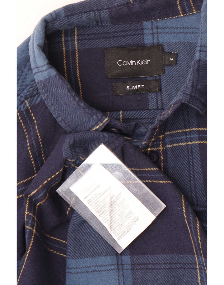 Мужская фланелевая рубашка приталенного кроя Calvin Klein, средний темно-синий клетчатый полиэстер
