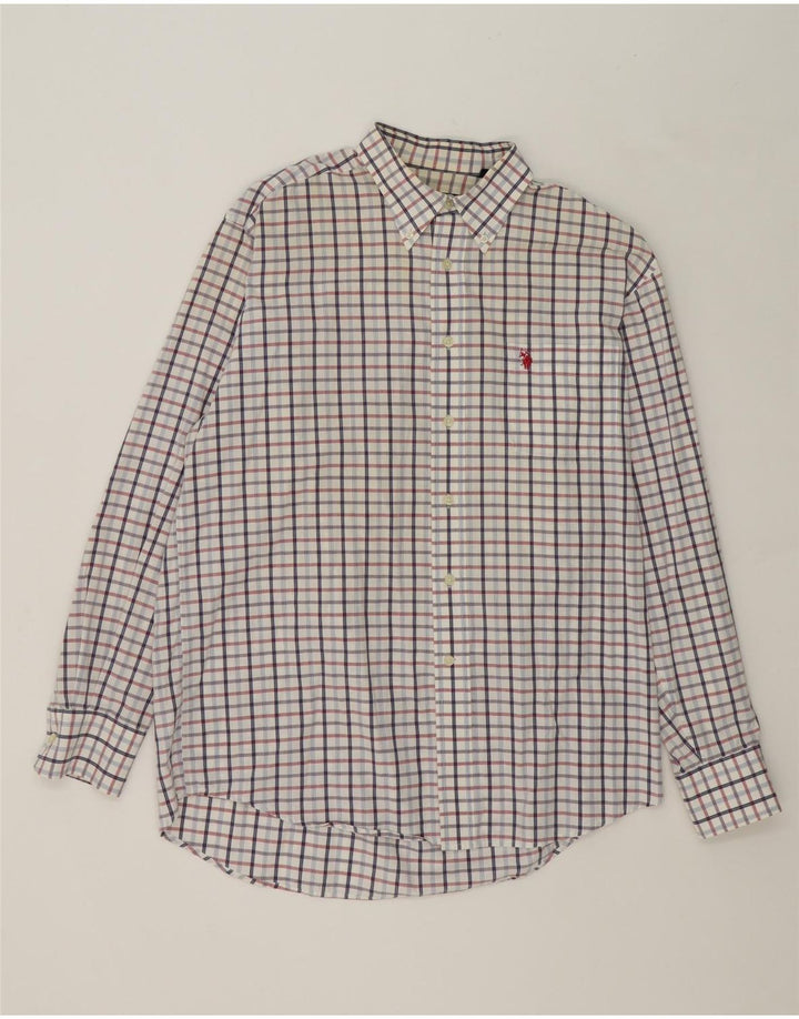 U.S. POLO ASSN. Mens Shirt Large White Check Cotton Vintage U.S. Polo Assn. and Second-Hand U.S. Polo Assn. from Messina Hembry 