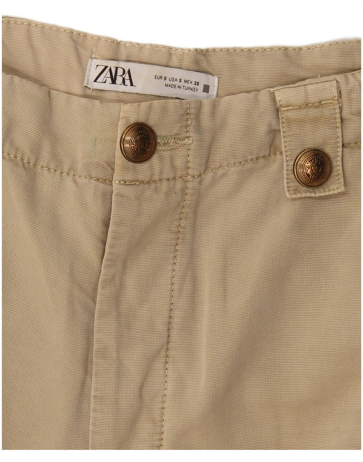 Женские прямые брюки карго Zara, маленькие W27 L30, бежевые