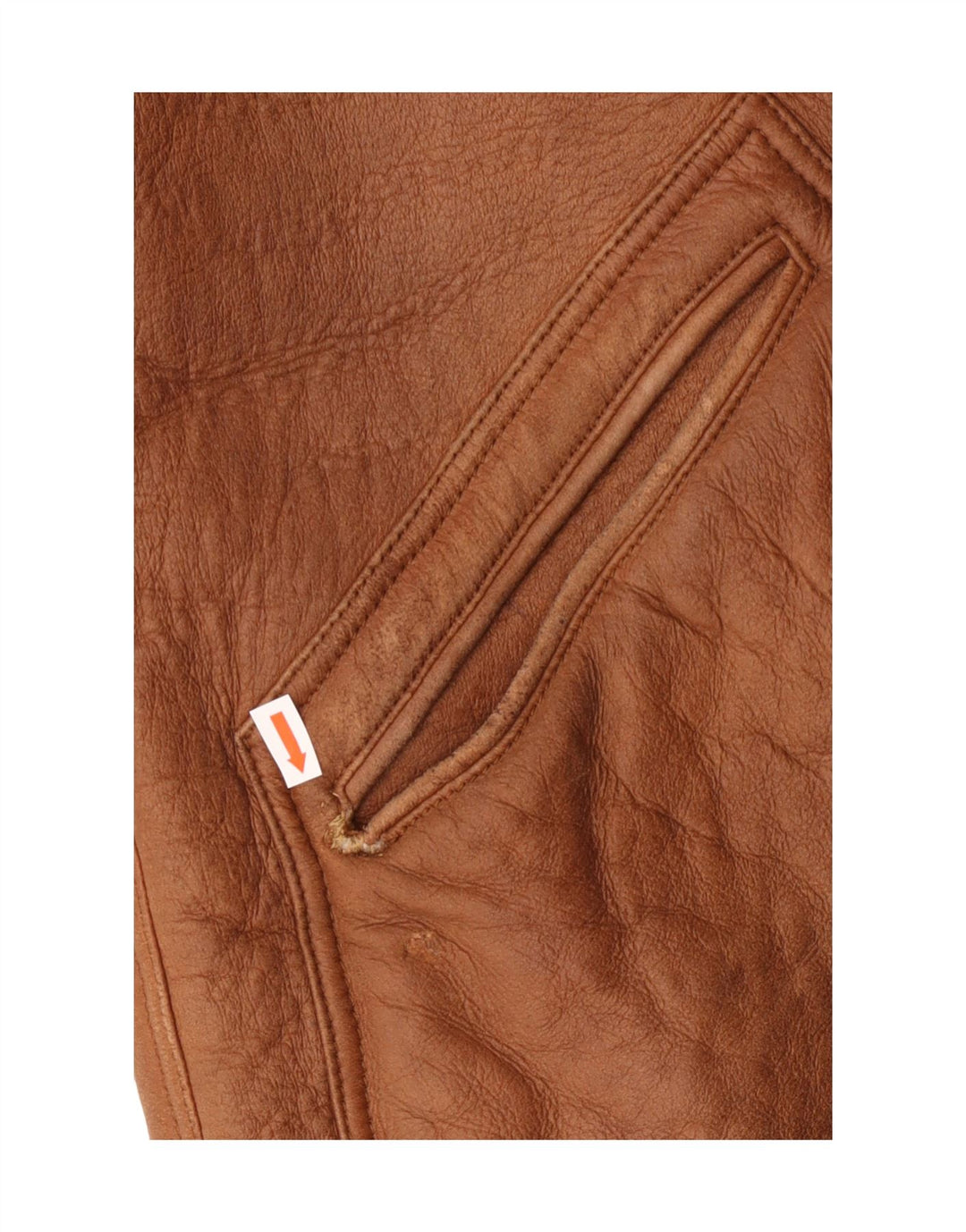 Винтажная мужская короткая дубленка UK 38 Средне-коричневая кожаная классическая