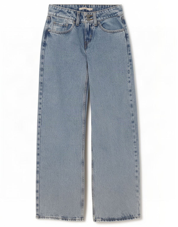 Levi's Womens Super Low Wide Leg Jeans W24 L30 Blue Cotton
