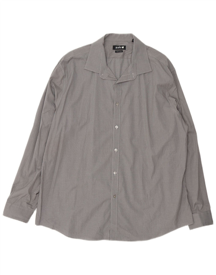 Мужская рубашка приталенного кроя Dkny, размер 18, 2XL, серая, хлопковая в клетку