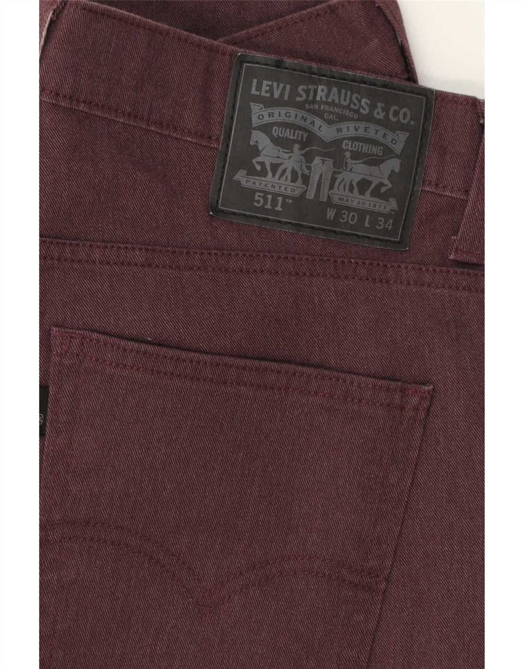 Мужские джинсы Levi's Slim 511 W30 L30 бордовый хлопок