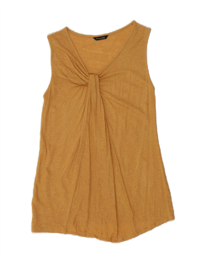 MASSIMO DUTTI Womens Sleeveless Blouse Top UK 10 Small Beige Cotton Vintage Massimo Dutti and Second-Hand Massimo Dutti from Messina Hembry 
