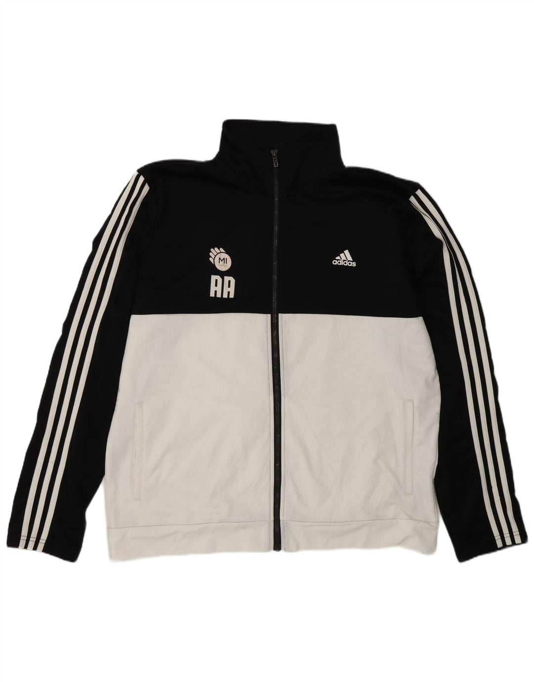 Мужская спортивная куртка Adidas UK 48/50 XL, черный полиэстер с цветными блоками