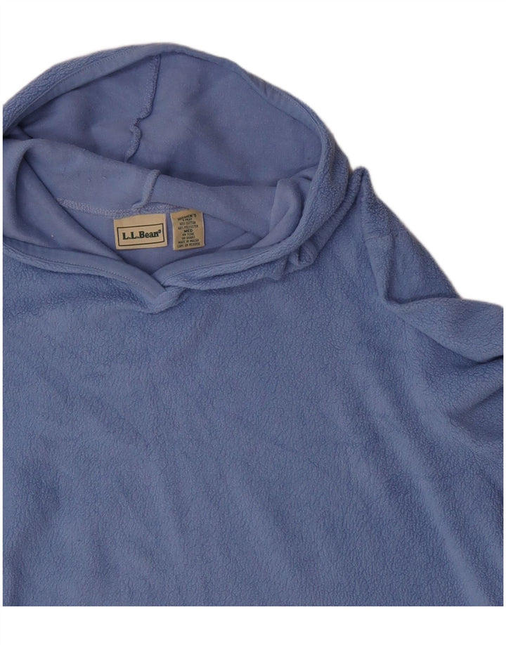 Женский флисовый джемпер большого размера с капюшоном L.L.Bean UK 14, средний синий хлопок