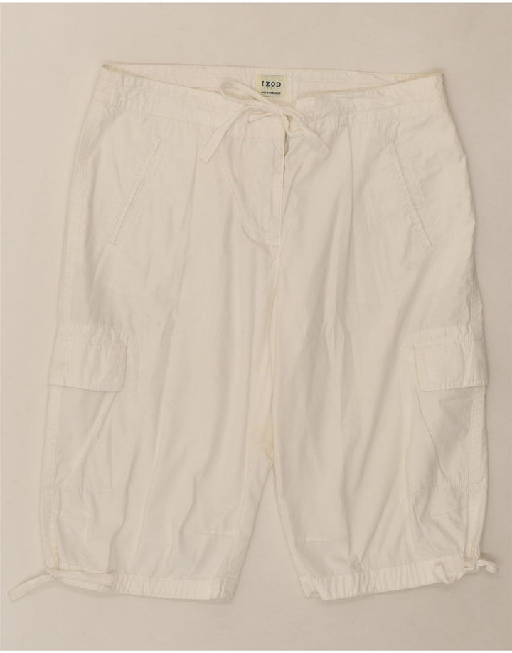 IZOD Womens Bermuda Cargo Shorts US 14 XL W36  White Cotton Vintage Izod and Second-Hand Izod from Messina Hembry 