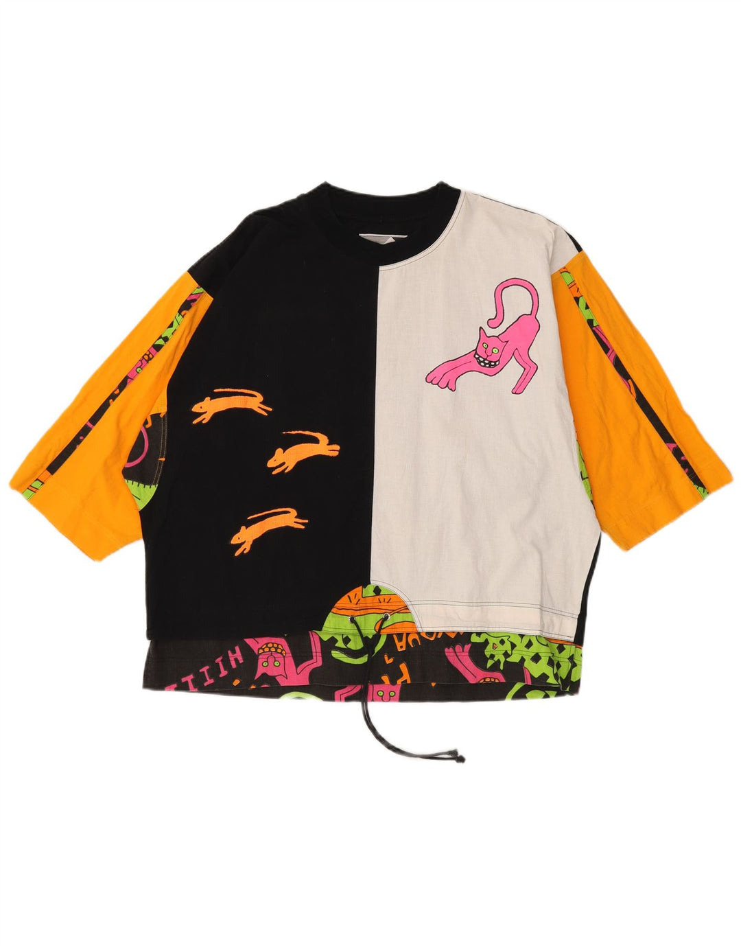 BENGER Женский топ с рисунком, рукавом 3/4, EU 38, средний, черный, с цветными блоками