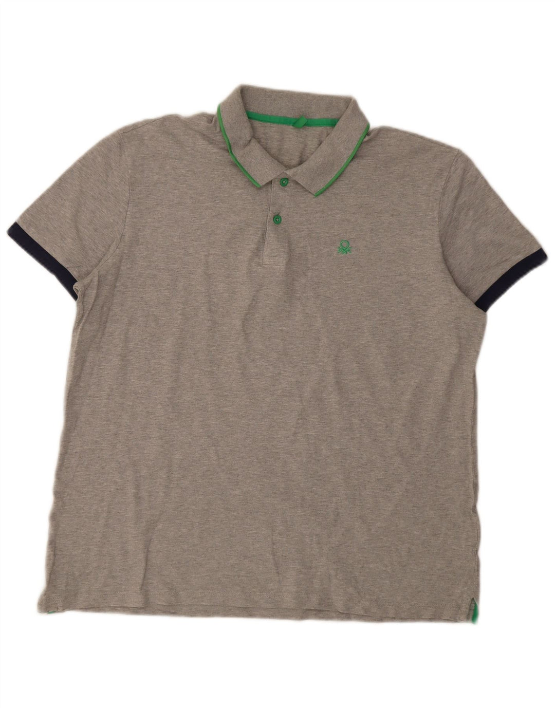 Мужская рубашка-поло Benetton 2XL серая, хлопок