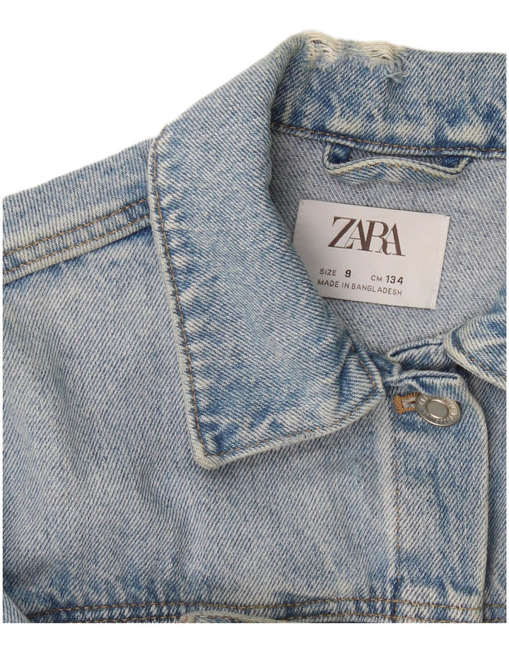 Джинсовая куртка с рисунком Zara для девочек 8-9 лет, синяя