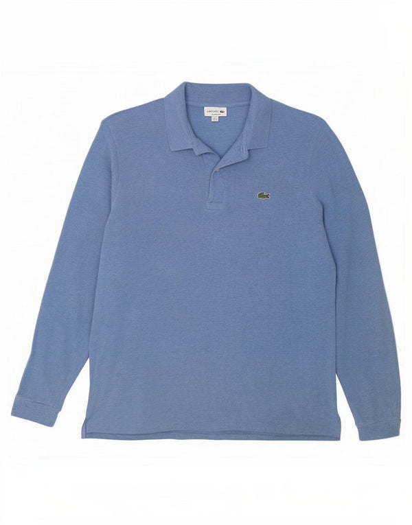 Мужская рубашка поло Lacoste с длинным рукавом классического кроя, размер 6 XL, синяя, хлопковая