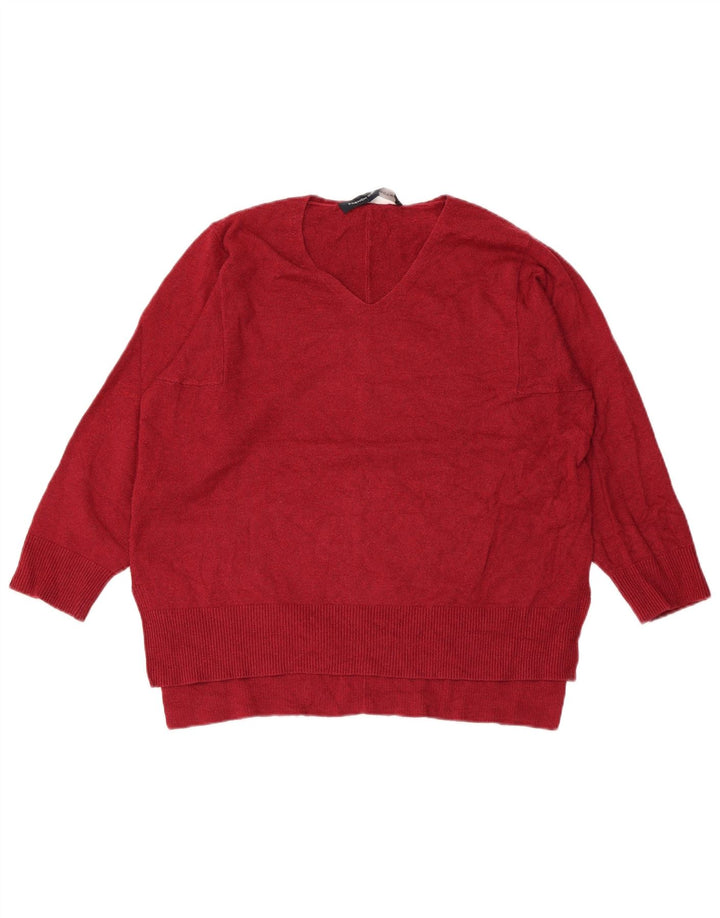 Женский джемпер с v-образным вырезом FRENCH CONNECTION UK 10, маленький бордовый цвет