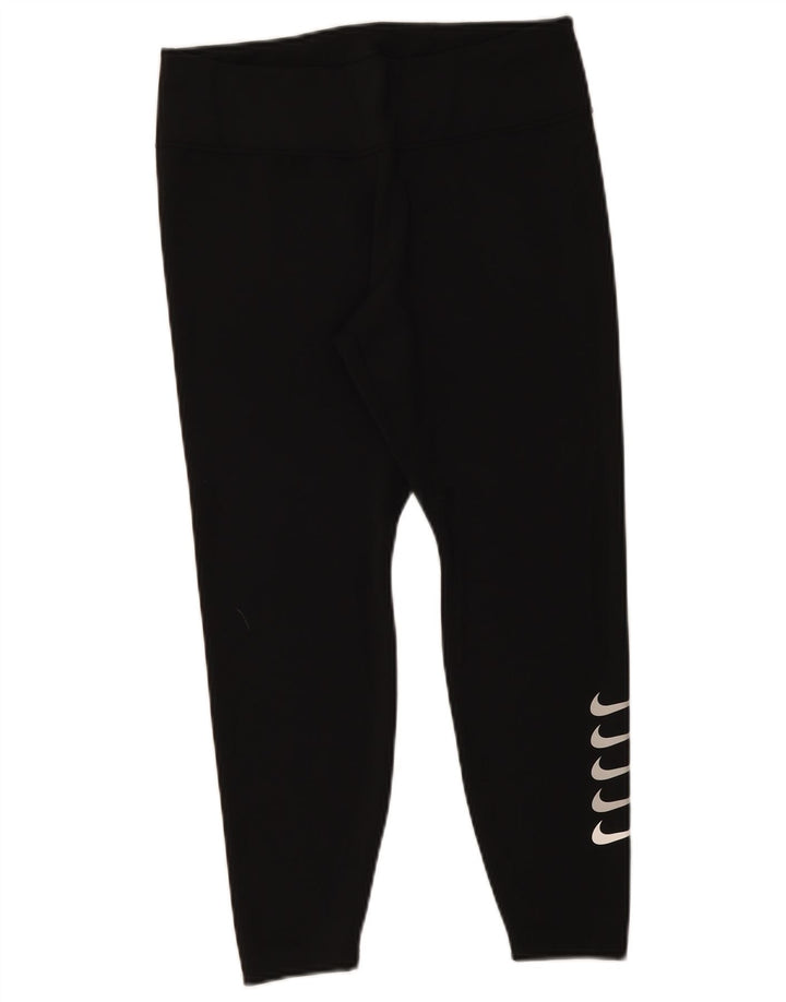 Женские укороченные леггинсы с рисунком Nike Dri Fit UK 14, большие черные полиэстер