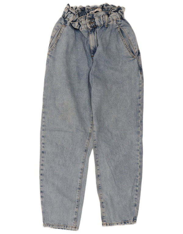 Женские зауженные джинсы с высокой талией Zara EU 34 2XS W24 L25, синий хлопок
