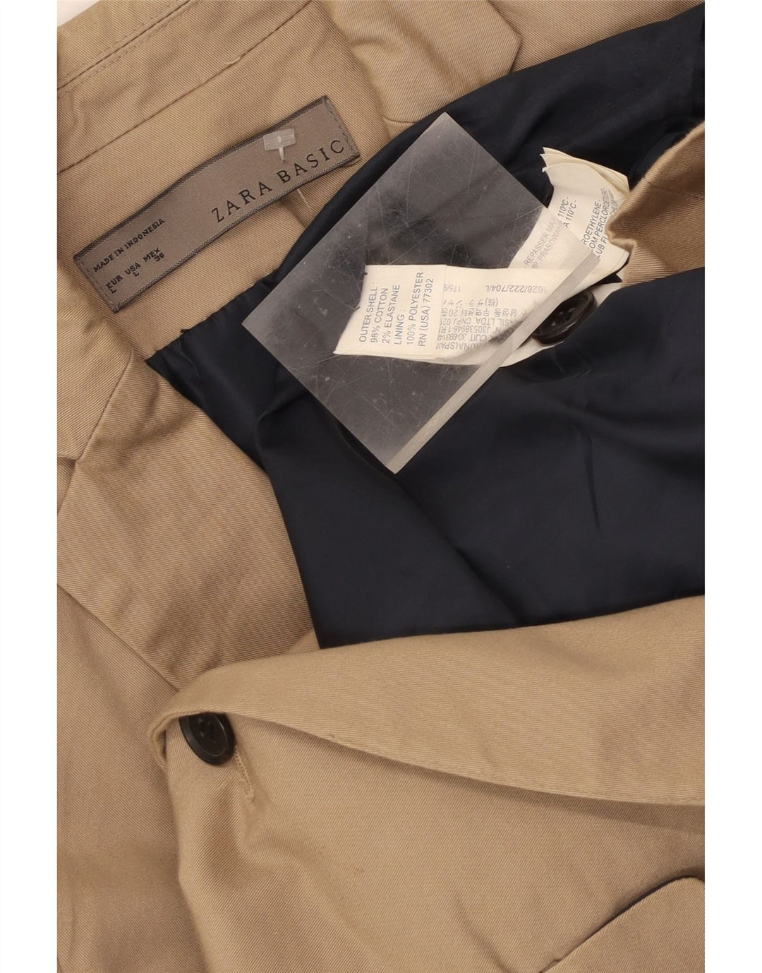Женский пиджак Zara на 1 пуговице, Великобритания, 14, большой, бежевый, хлопковый