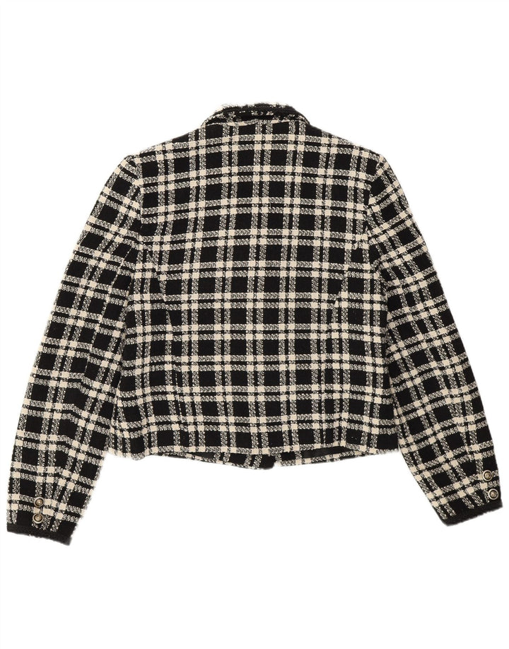Женский двубортный пиджак Yessica EU 40, средний черный в клетку, шерстяной
