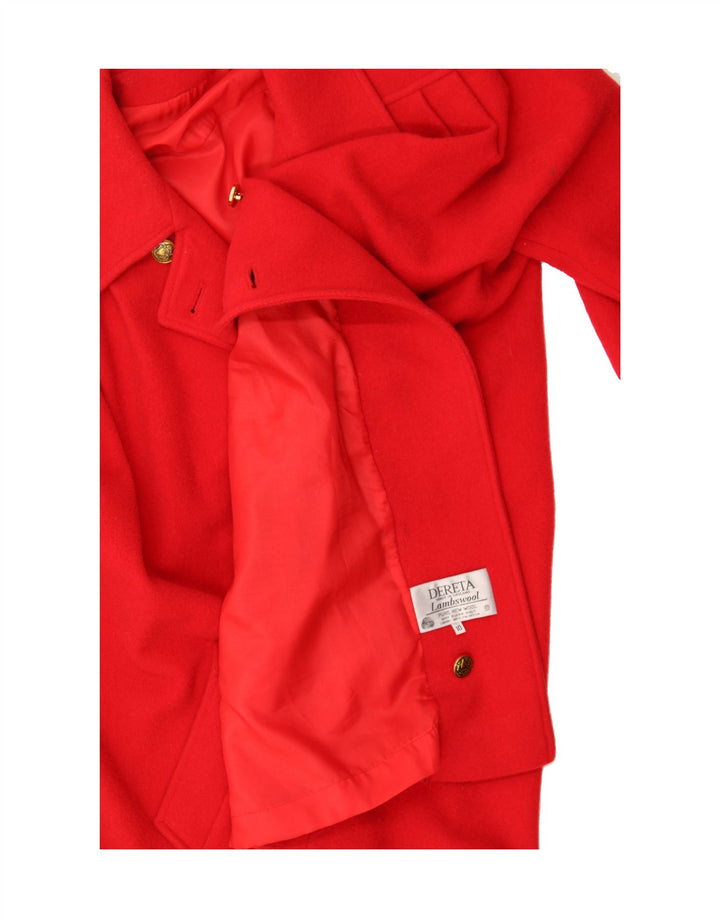 DERETA Womens Oversized Double Breasted Coat UK 10 Small Red Lambswool Vintage Dereta and Second-Hand Dereta from Messina Hembry 