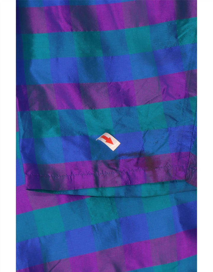 Винтажный женский открытый пиджак UK 14, средний синий в клетку