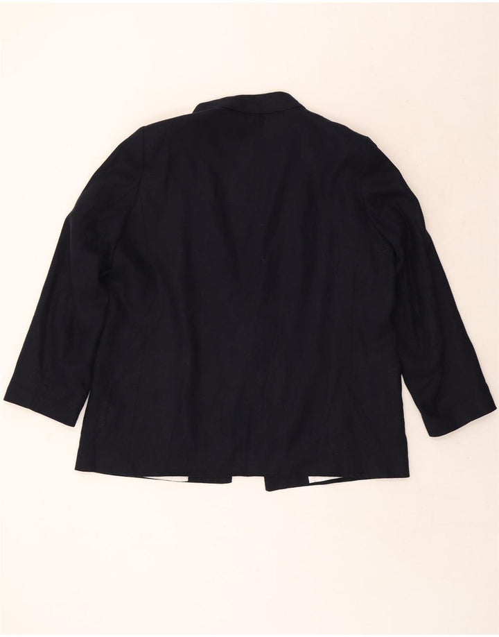Женский открытый пиджак Zara UK 20 2XL темно-синий льняной