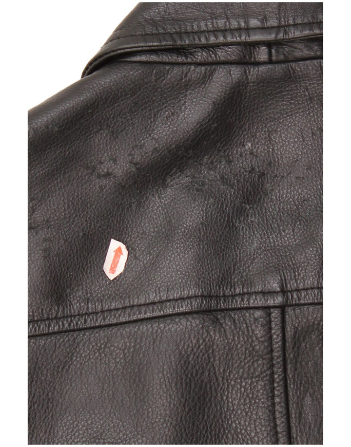 Винтажная мужская кожаная куртка в стиле милитари UK 40, большая черная кожаная куртка