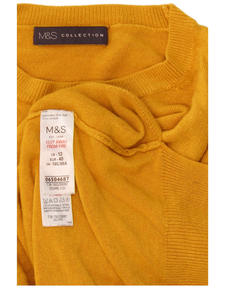 Женский джемпер с круглым вырезом Marks & Spencer UK 12, средний желтый акрил