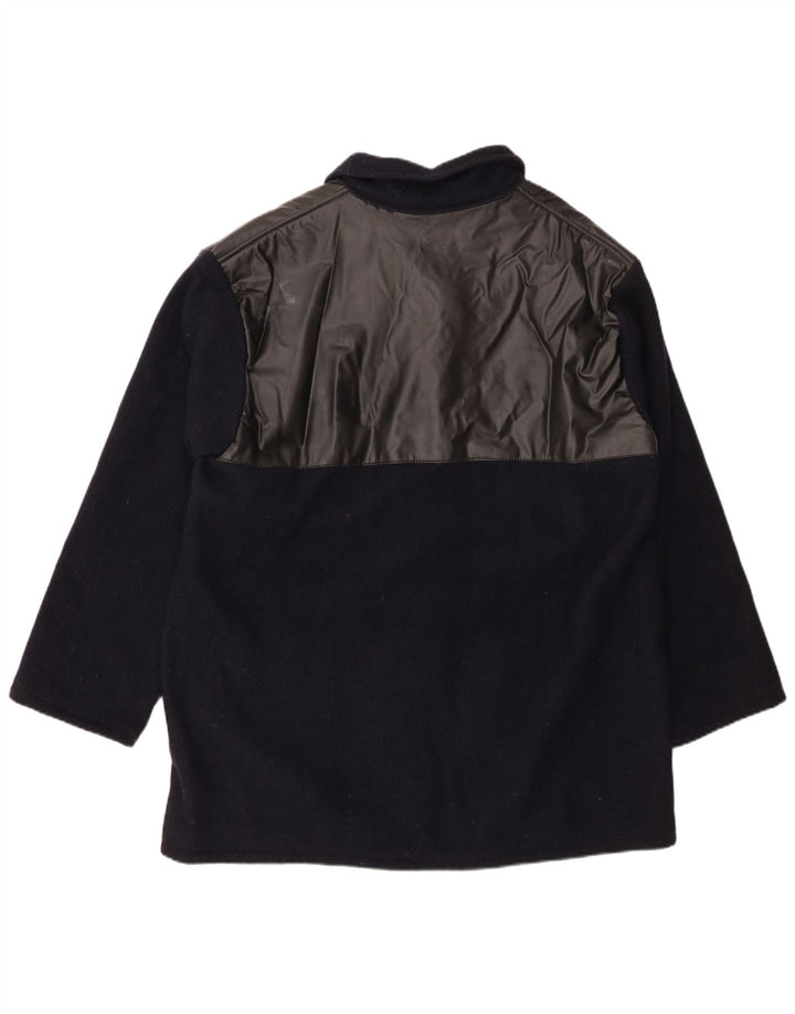 VINTAGE Мужское пальто свободного кроя IT 44 XS Темно-синий, шерсть с цветными блоками