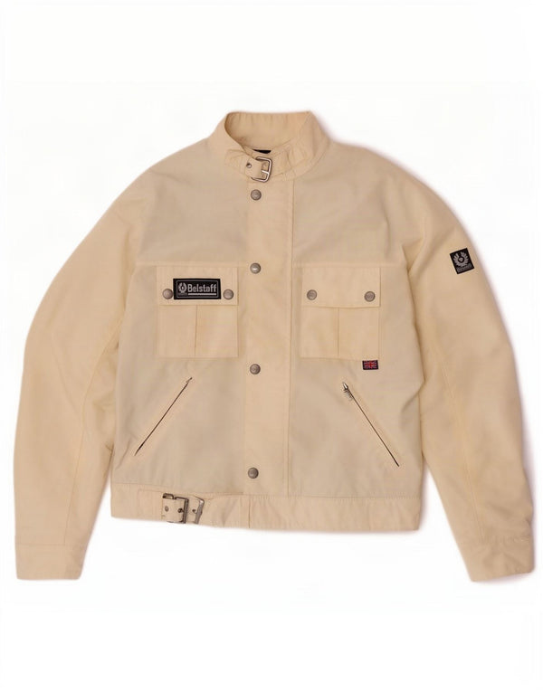 Женская куртка-гонщик Belstaff UK 12, средний цвет, белый нейлон