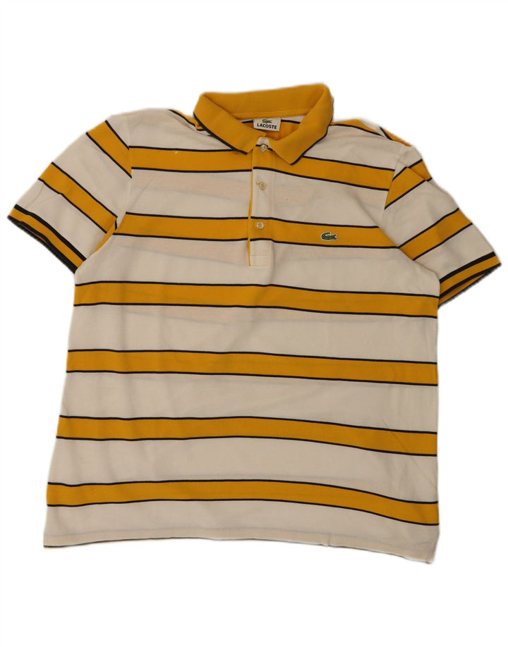 Мужская рубашка-поло Lacoste, размер 5, большая хлопковая желтая полоска